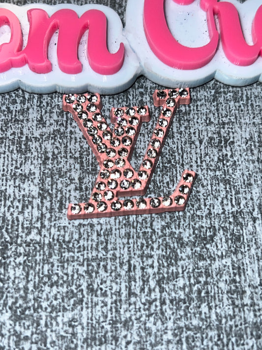 Pink Rhinestone Letter Luxe Flat Back Metal Charm – Bling DIY Craft Charm