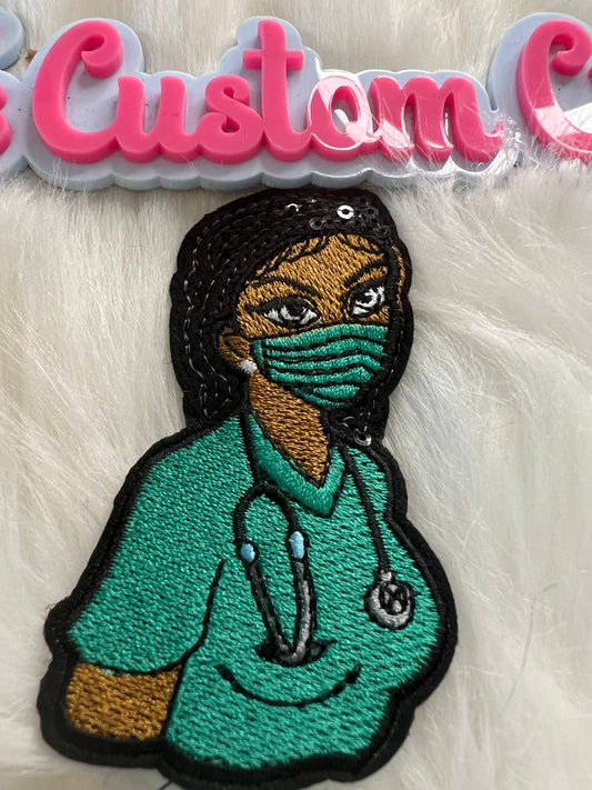 Sequin Black Hair Nurse/Doctor Green