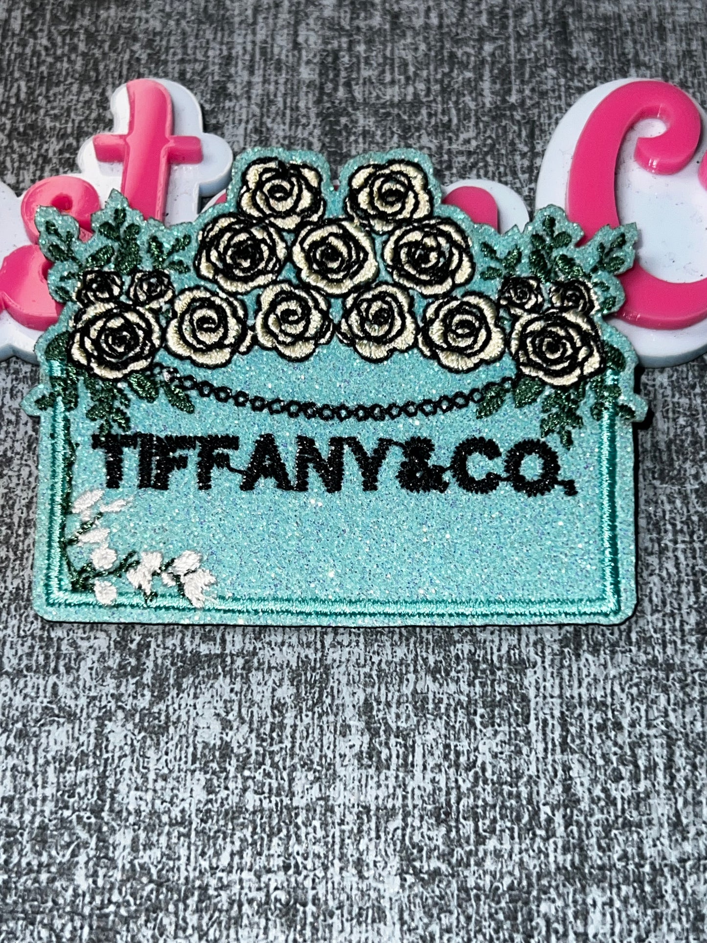 Floral Glitter Sign Patch – Embroidered Applique