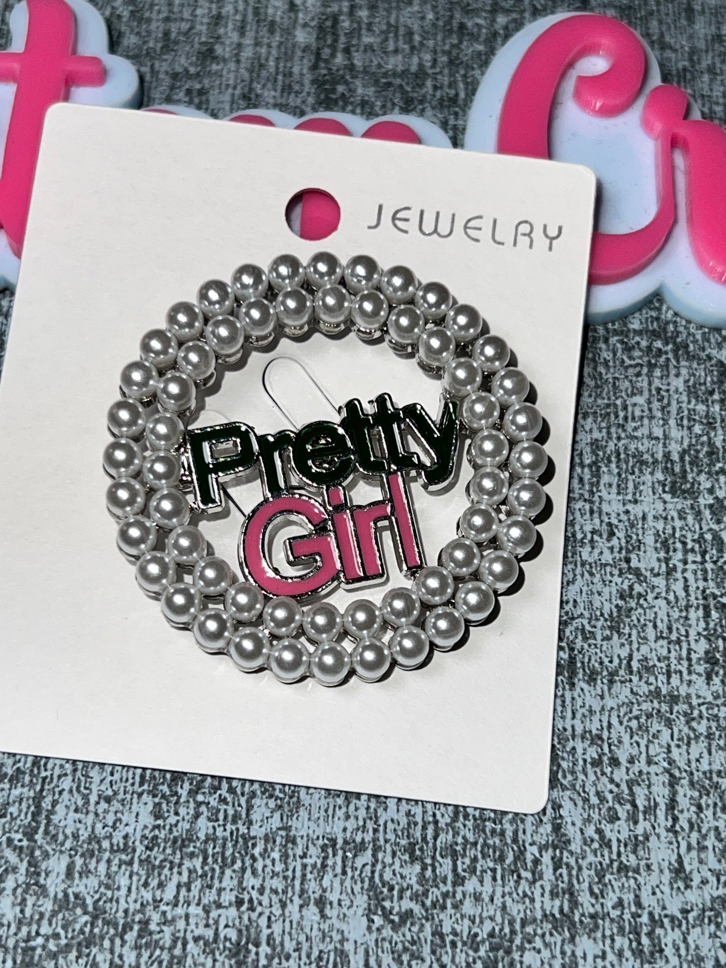 Silver, Pink & Pearl “Pretty Girl” Circle Brooch Pin – Luxe Statement Embellishment AKA colors
