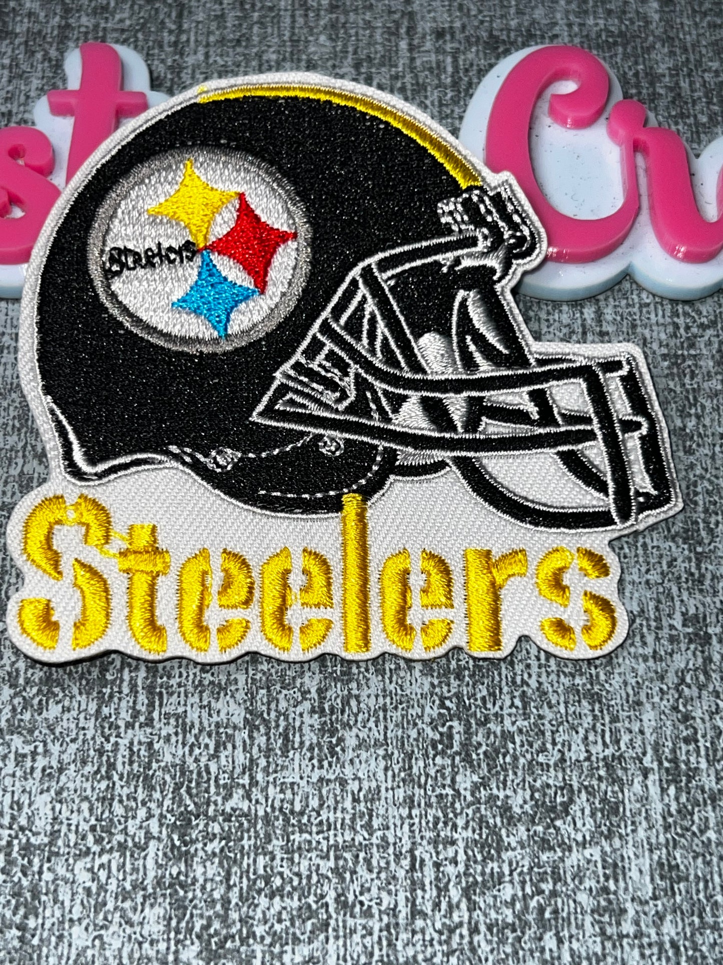 Black & Yellow Helmet Embroidered Patch – Sports Iron On Applique