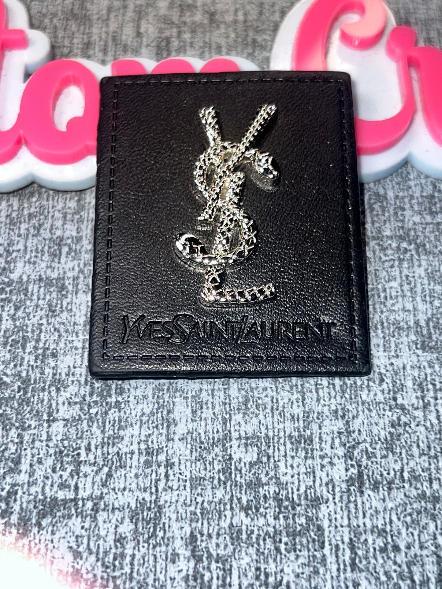 Black Embossed Monogram Iron-On Tag – Luxe Faux Leather Patch