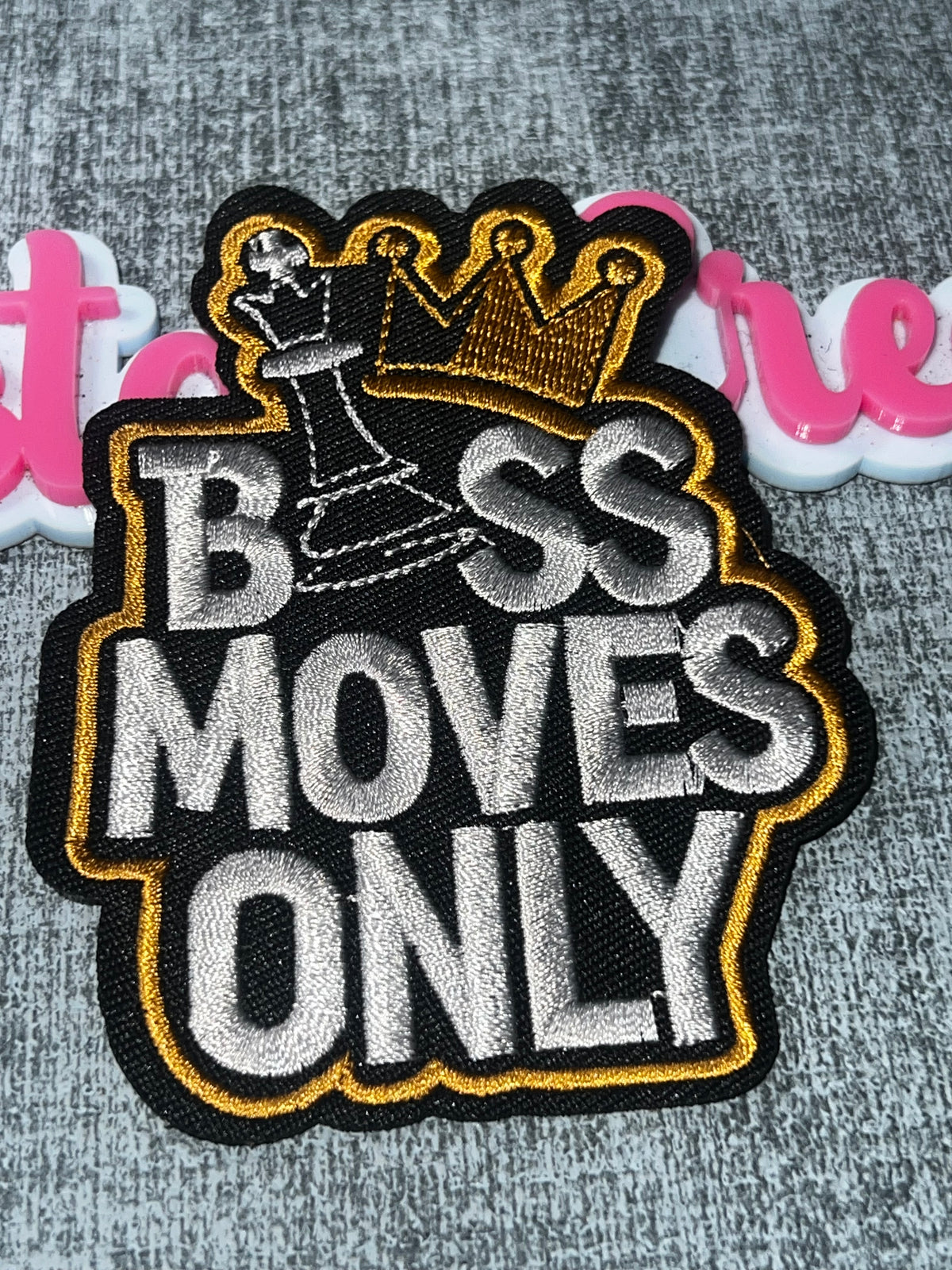 Boss Moves Only Crown Chess Patch – Embroidered Iron-On Applique