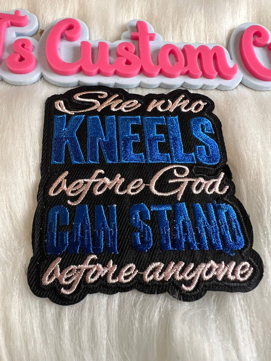 Blue Black White She Kneels