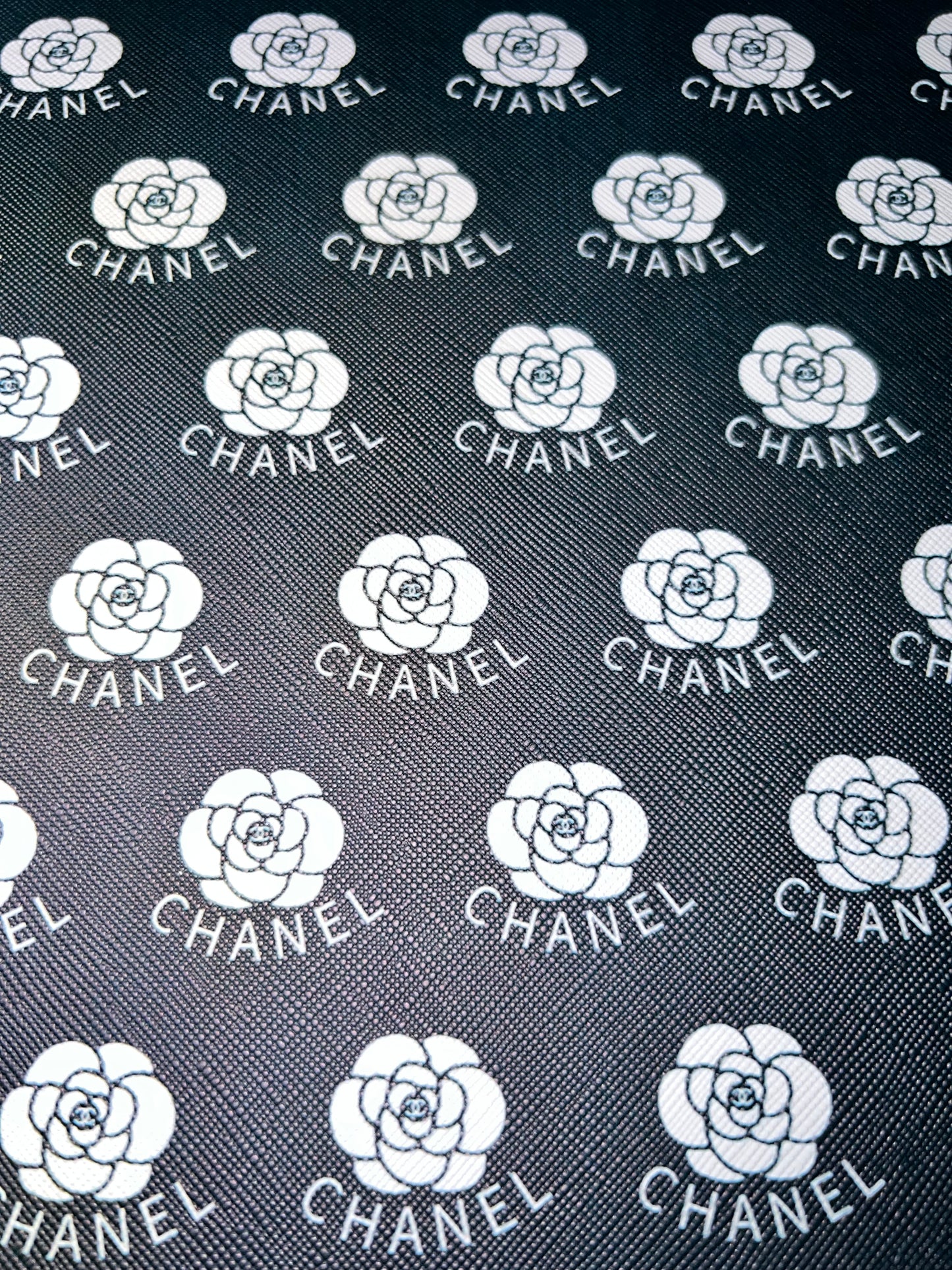 Black & White Floral Luxe Faux Leather Sheet – 9x12