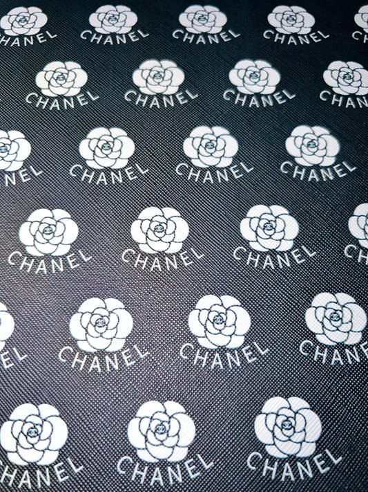 Black & White Floral Luxe Faux Leather Sheet – 9x12