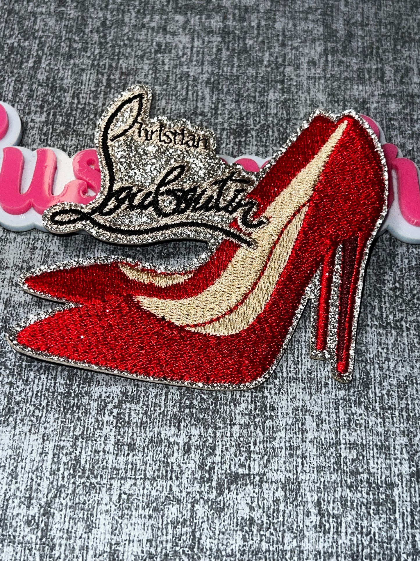 Red Bottom Heel Patch – Glitter Embroidered Applique