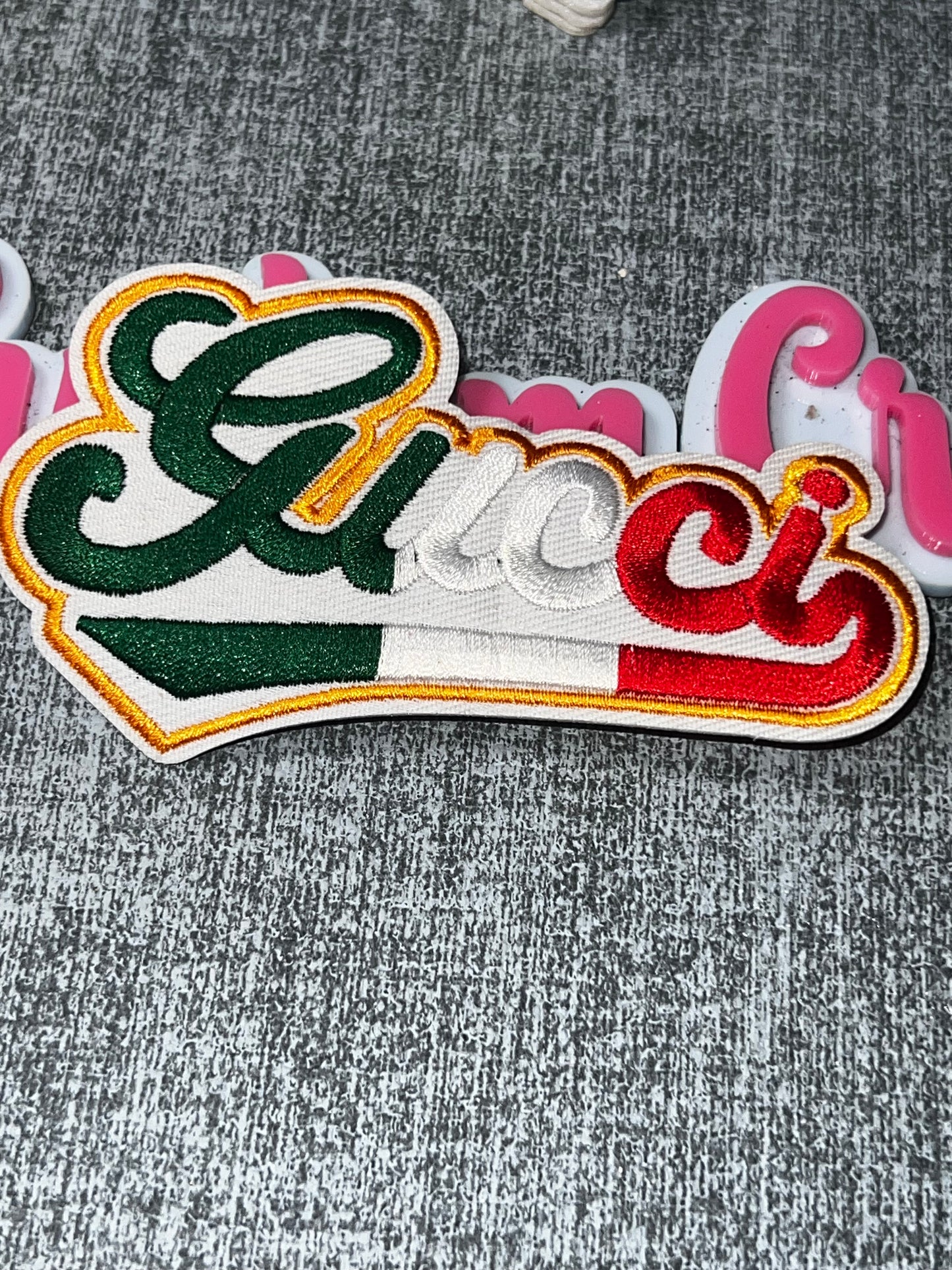 Green White & Red Script Embroidered Patch – Fashion Iron On Applique