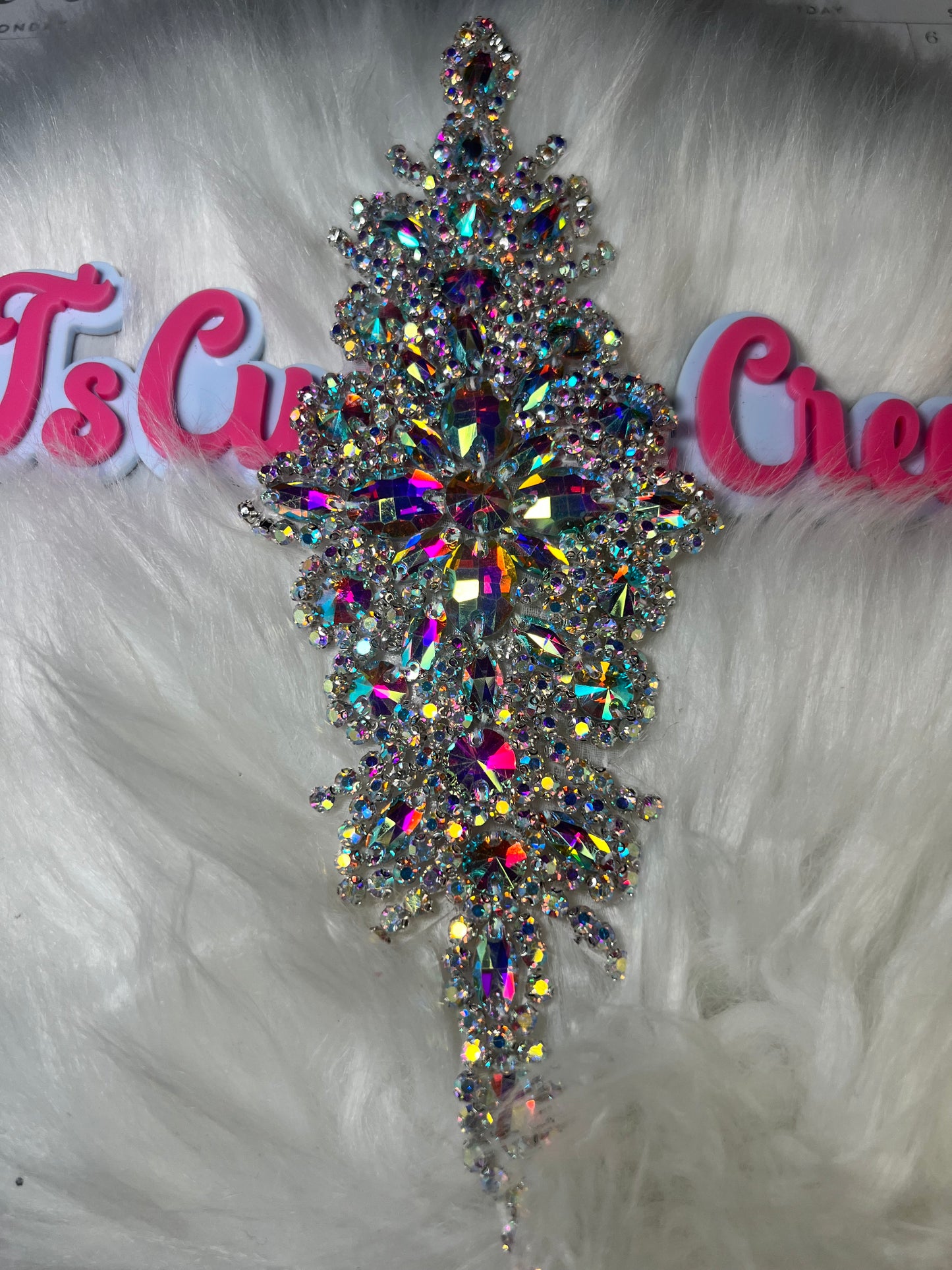 Crystal AB Crystal Iron-On Appliqué (3” x 9”)