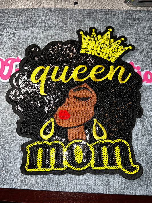Queen Mom Crown Patch – Embroidered Sequin Applique