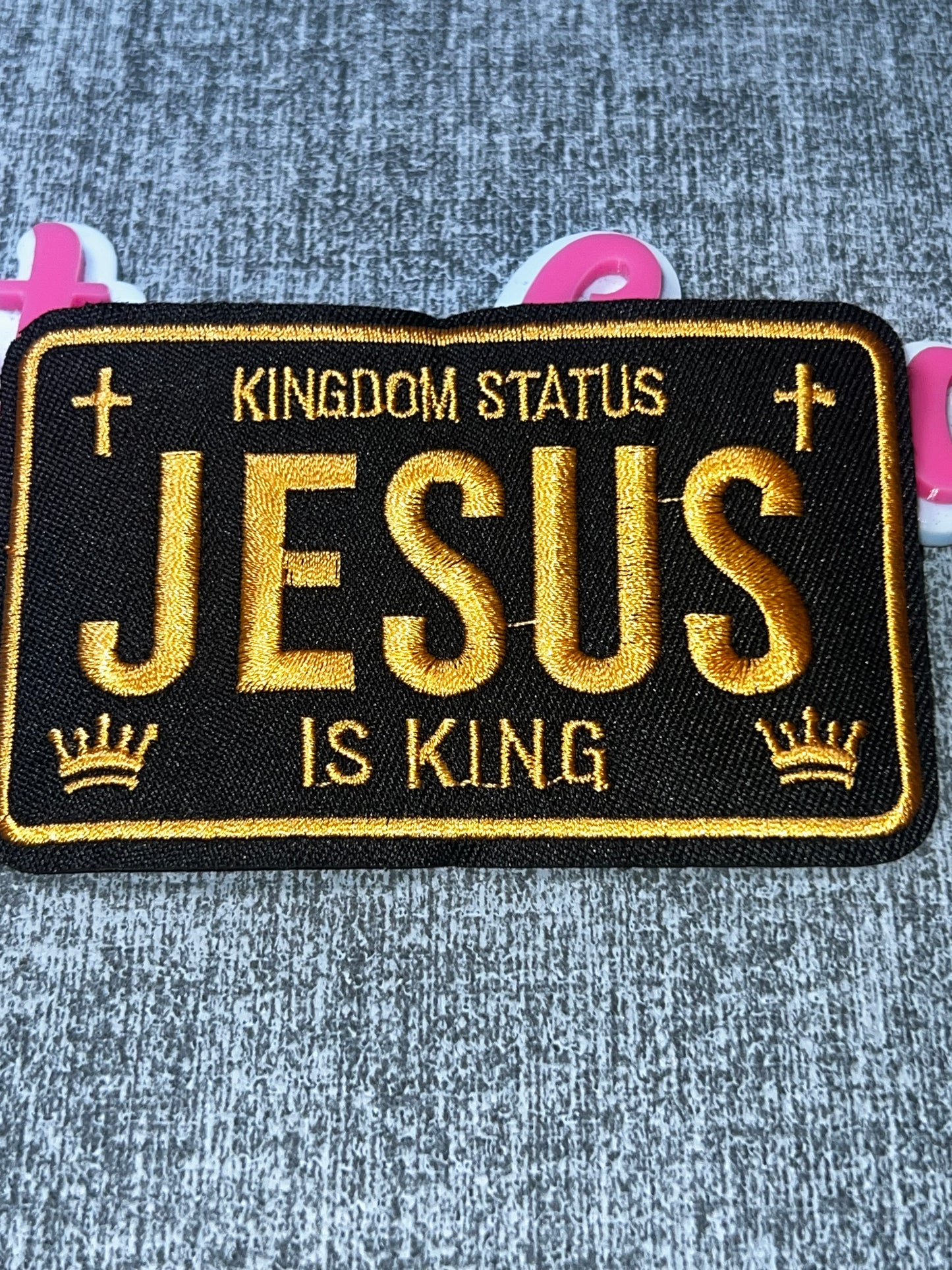 Jesus Is King Embroidered Iron-On Patch | Kingdom Status Faith Statement Appliqué