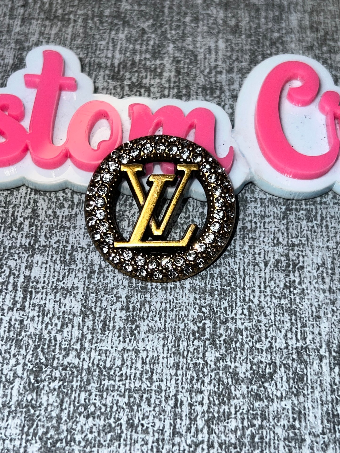 Gold/Bronze Rhinestone Circle Letter Charm – Luxe Designer Style Statement Charm for DIY Crafts