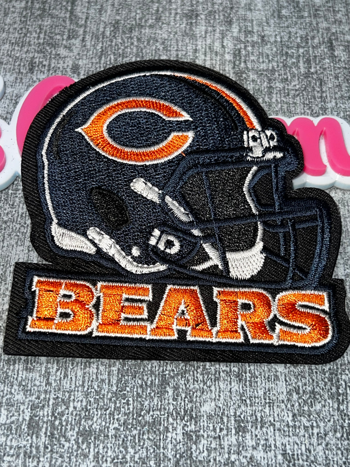 Navy Orange Helmet Sports Patch – Embroidered Iron On Applique