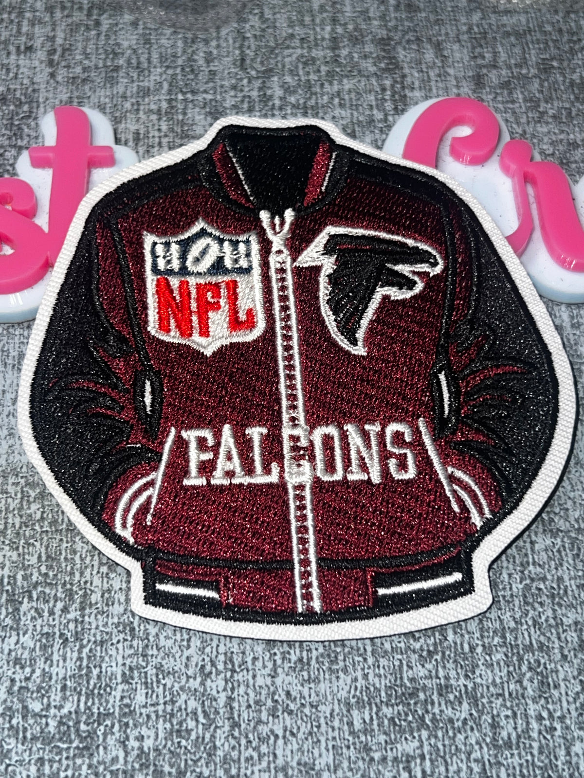 Burgundy Black Varsity Jacket Patch – Embroidered Iron-On Applique