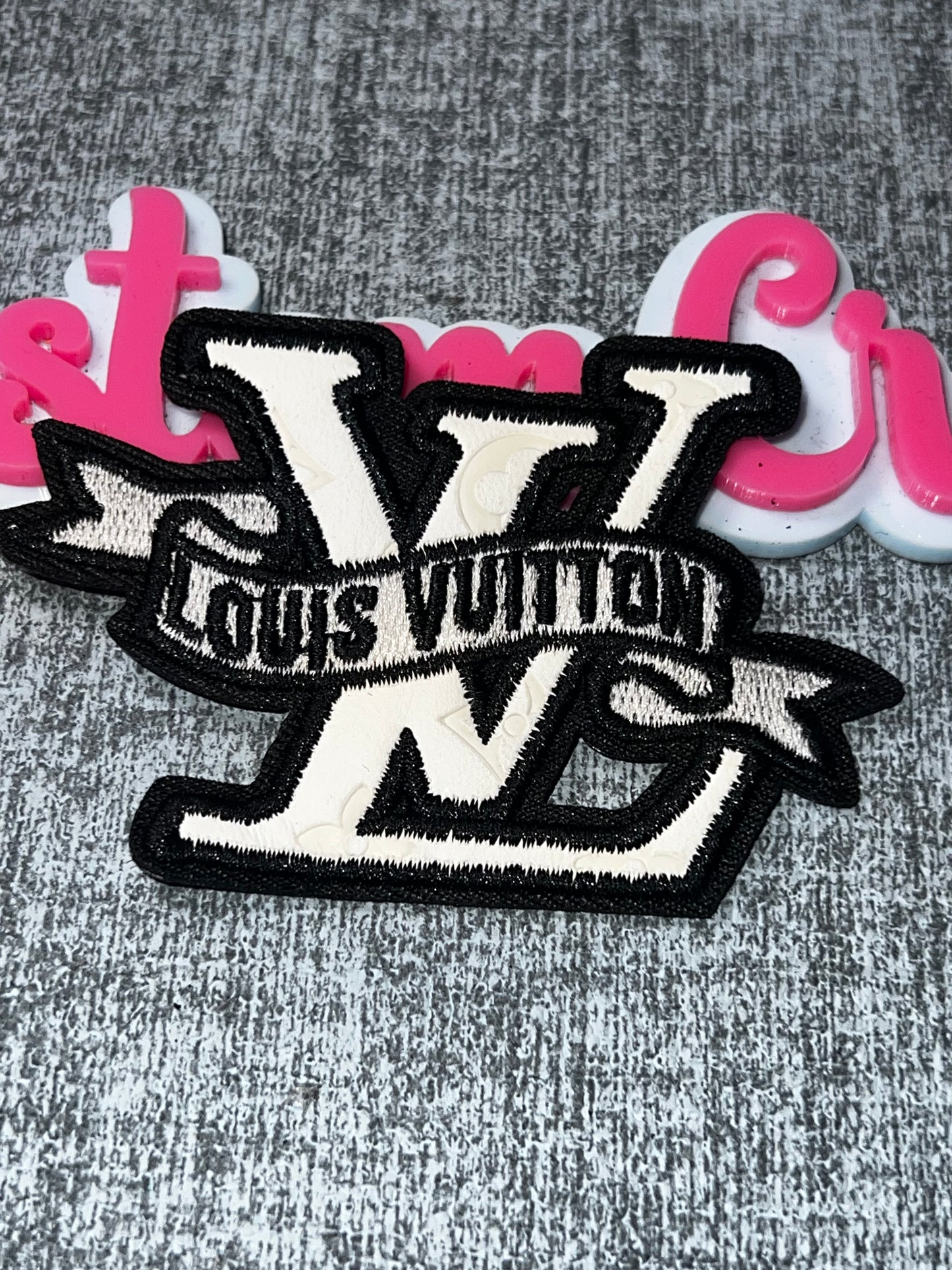 White Black Ribbon Letter Fashion Patch – Embroidered Applique for Jackets, Bags & Hats