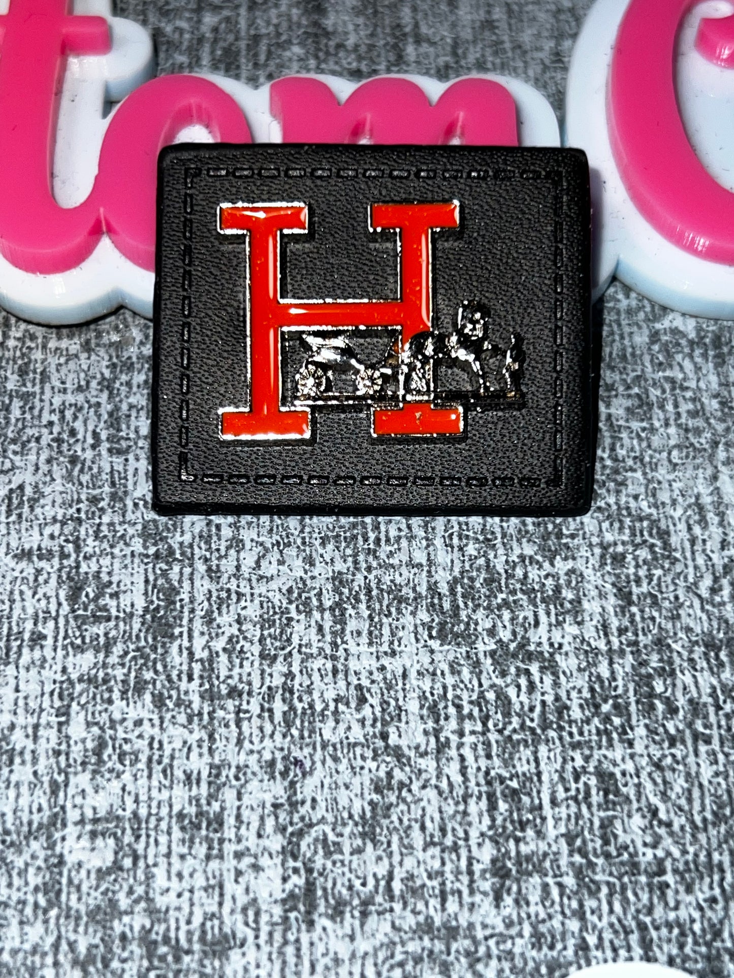 Letter Initial Patch Tag with Rhinestones – Rectangle Fashion Applique