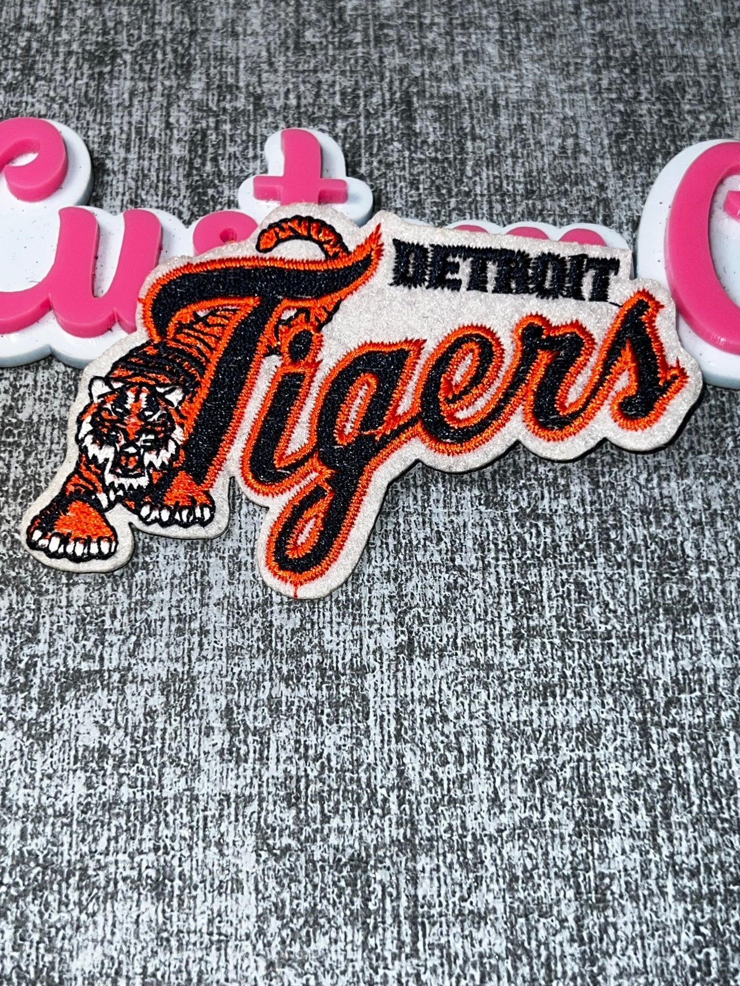 Orange Big Cat Fan Embroidered Iron-On Patch | Mascot Decorative Appliqué