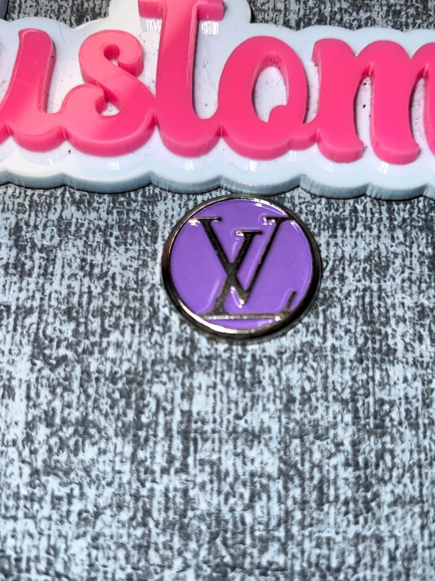 Purple Round Luxe Letter Flat Back Metal Charm – DIY Craft Embellishment