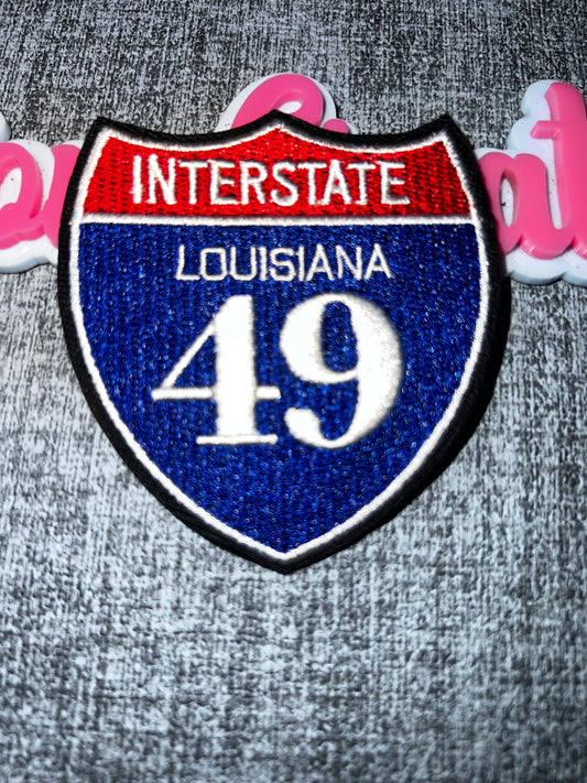 Interstate 49 Embroidered Iron-On Patch | Highway Sign Appliqué