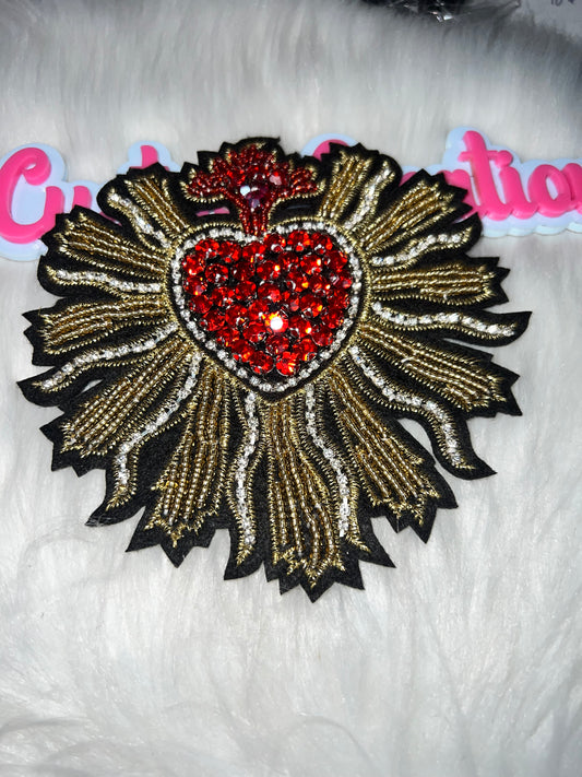 ❤️🔥 Large Red Crystal Sacred Heart Patch