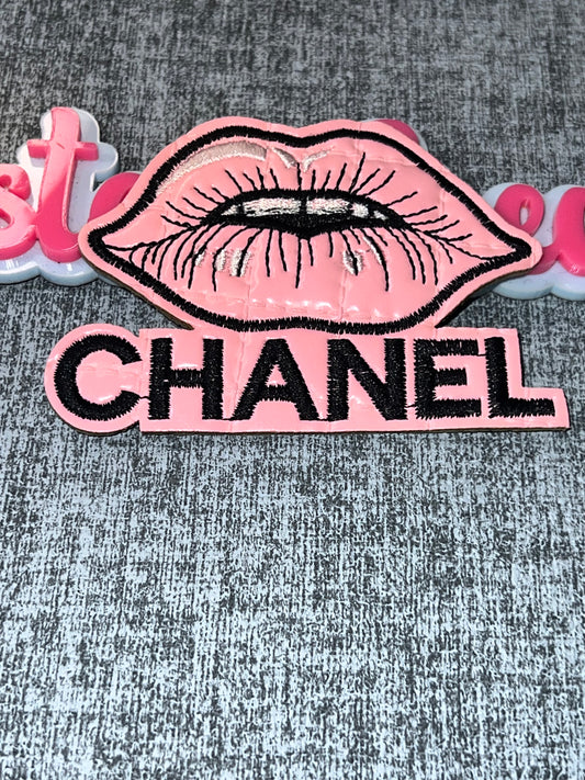 Pink Lips Statement Iron-On Patch – Luxe Embroidered Fashion Patch for DIY Crafts