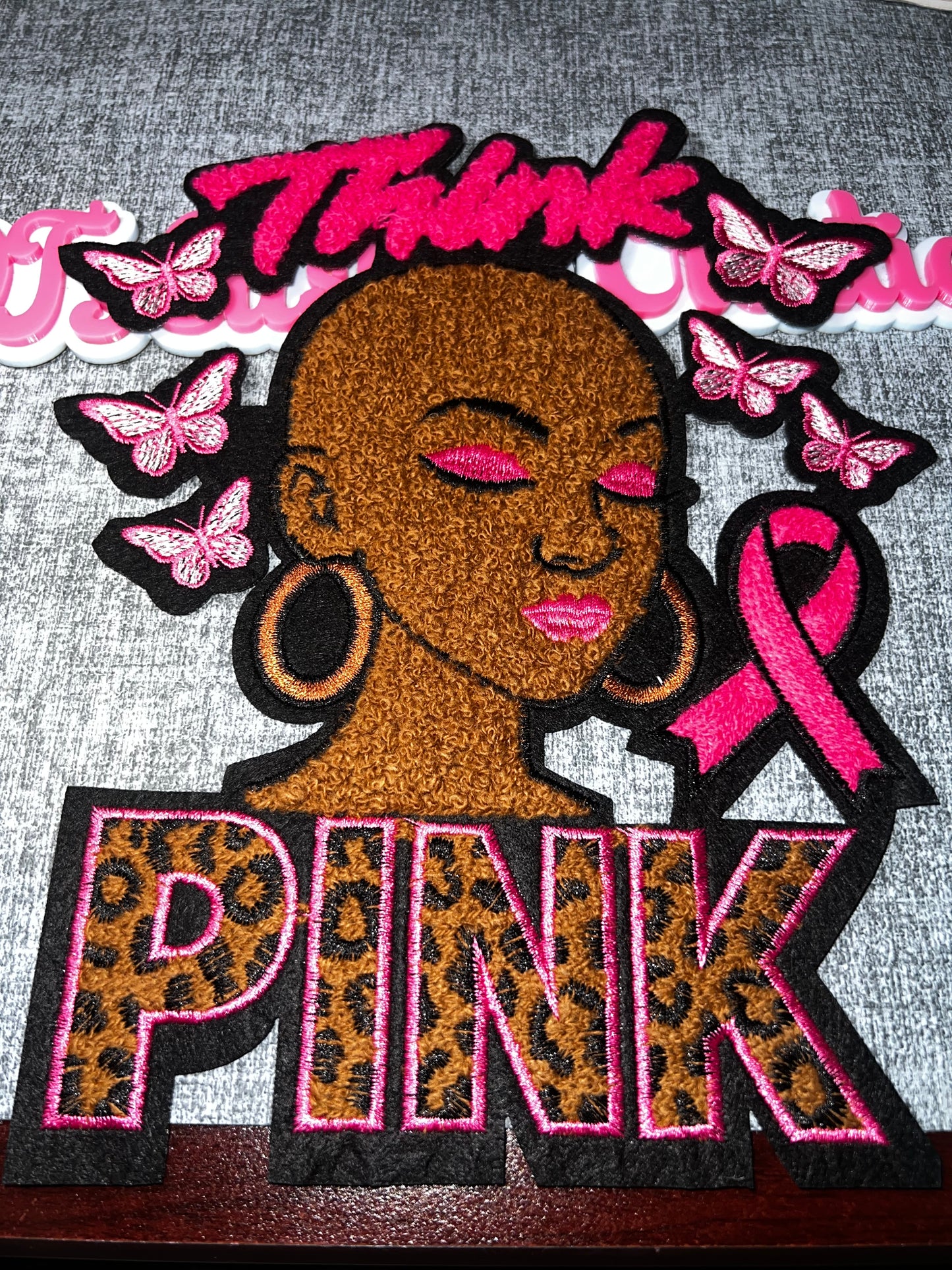 Luxe “Think Pink” Breast Cancer Awareness Patch – Pink & Brown Statement Patch