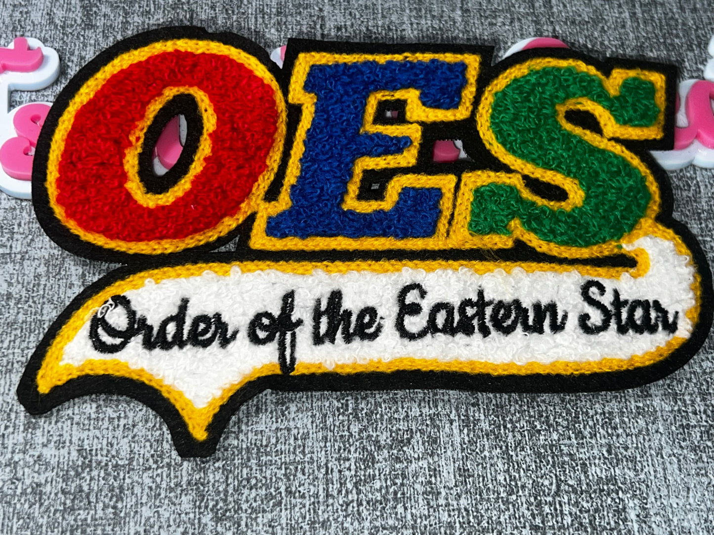 OES Chenille Letter Patch – Multicolor Embroidered Iron-On Applique