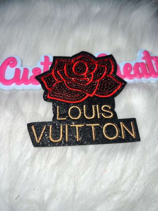LV-Inspired Rose Patch – Red Flower
