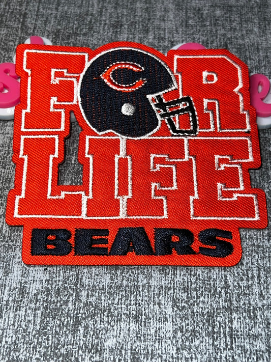For Life” Orange Embroidered Iron-On Patch