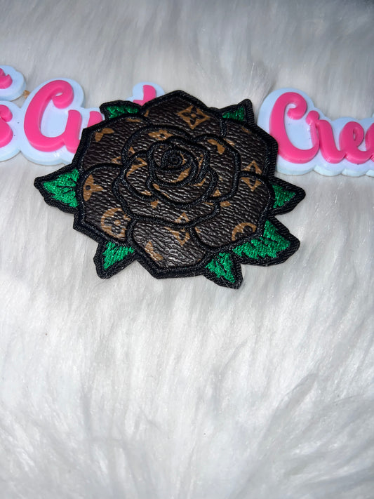 LV Brown Rose Flower Iron-On Patch