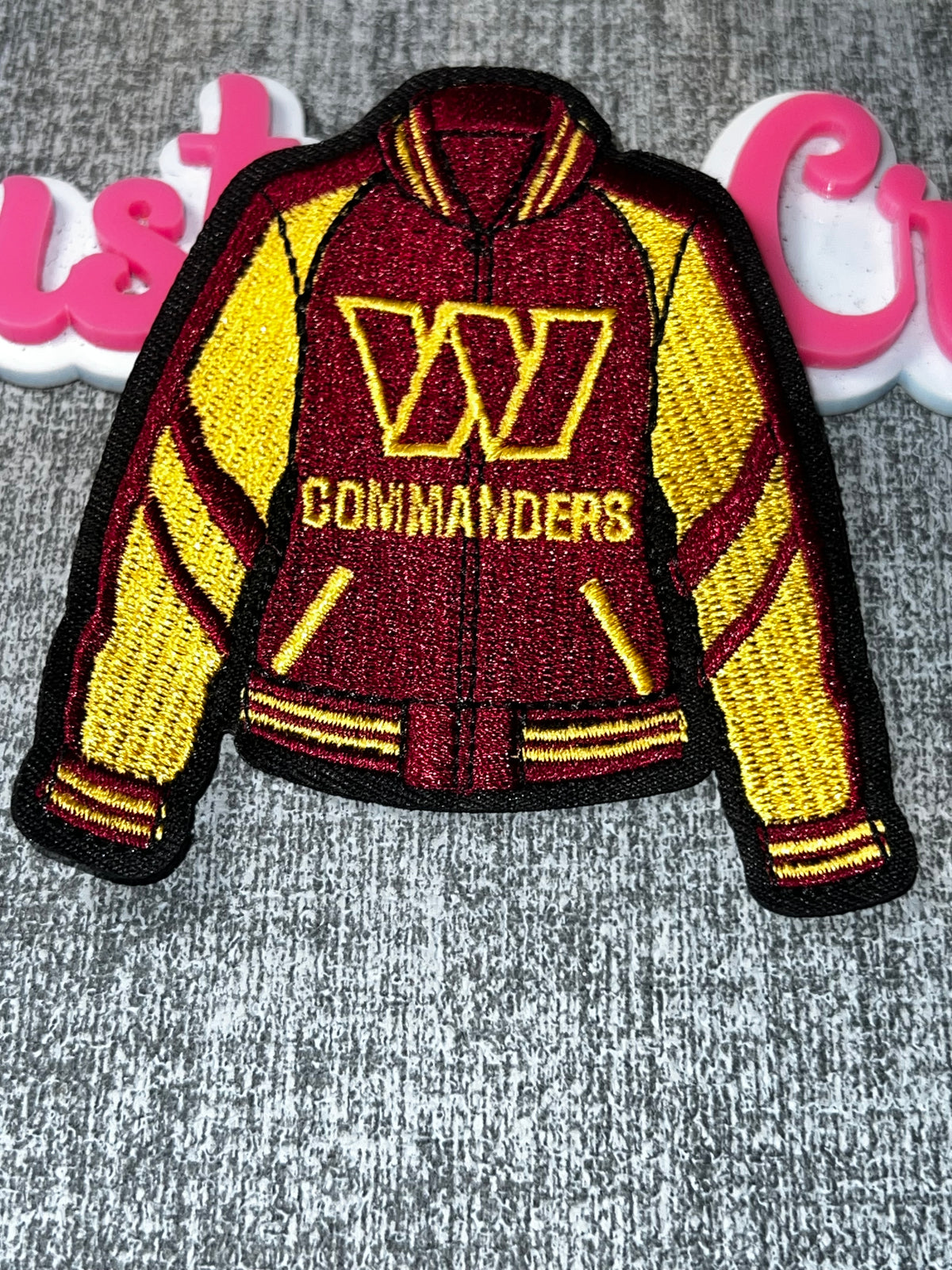 Burgundy Yellow Varsity Jacket Patch – Embroidered Iron-On Applique