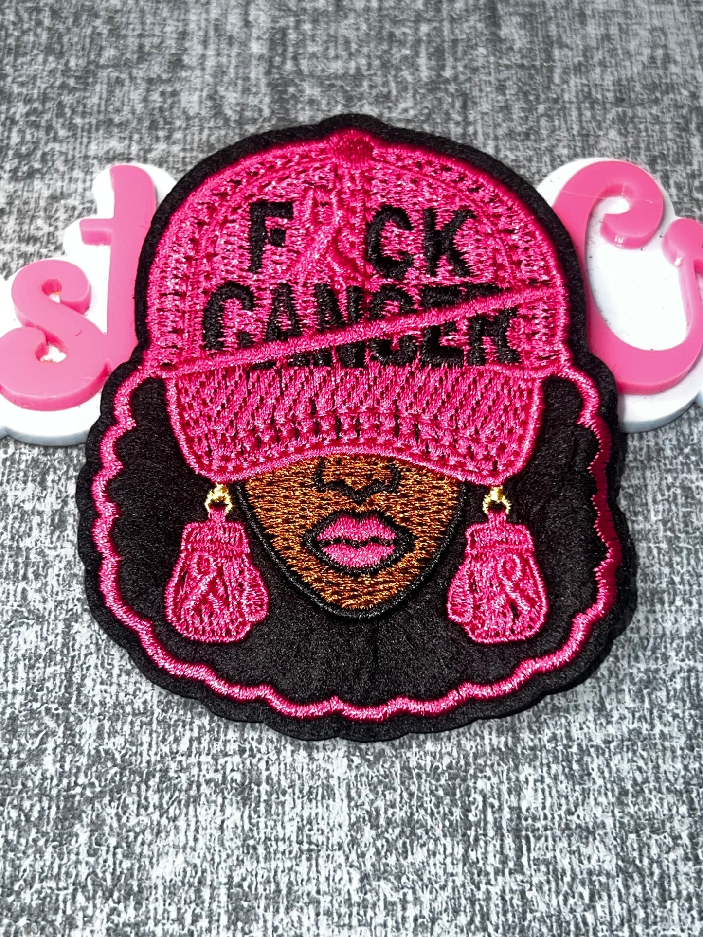 F*ck Cancer Pink Hat Woman Breast Cancer Awareness Patch – Embroidered Iron On Applique