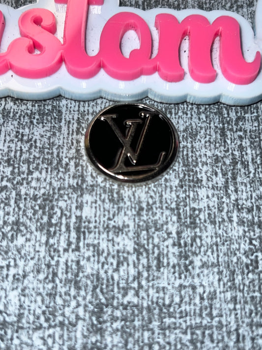 Black Round Luxe Letter Flat Back Metal Charm – DIY Craft Embbellishment