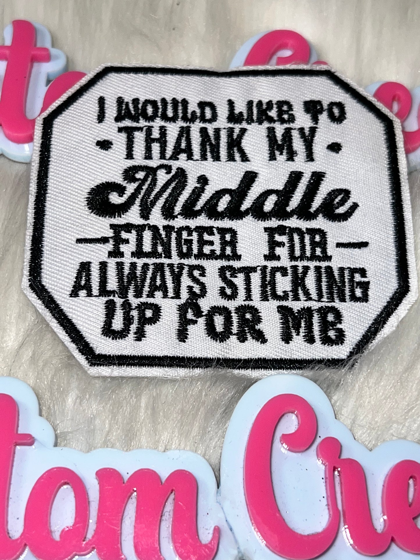 “Middle Finger Thanks” Humor Patch – Iron On