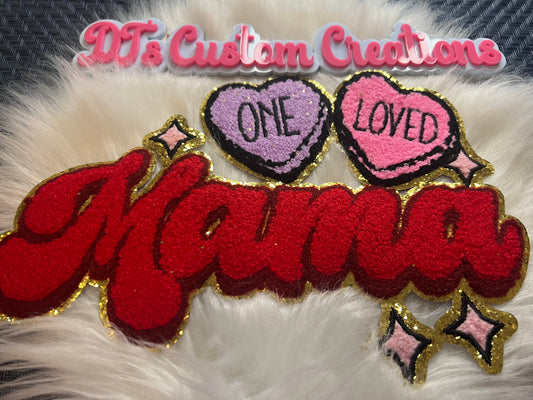 Red Purple Pink Trim in Gold One Loved Mama
