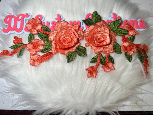 Orange Flower/Floral Embroidery Applique 🌸