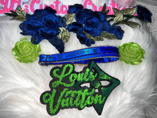 Blue Floral Embroidery Craft Bundle