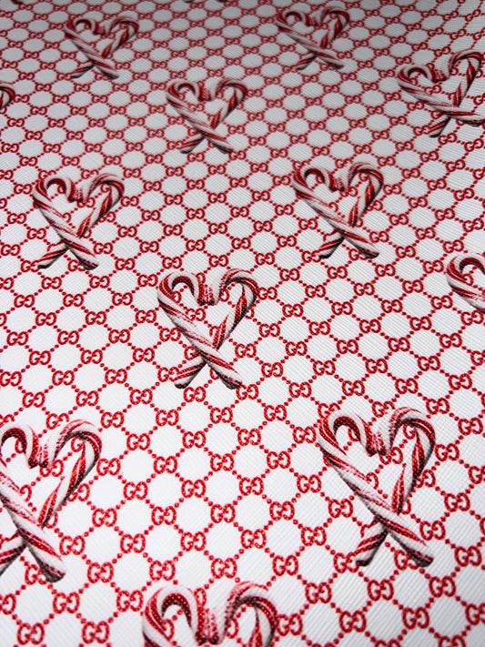 ❤️ Candy Cane Heart Faux Leather Sheet