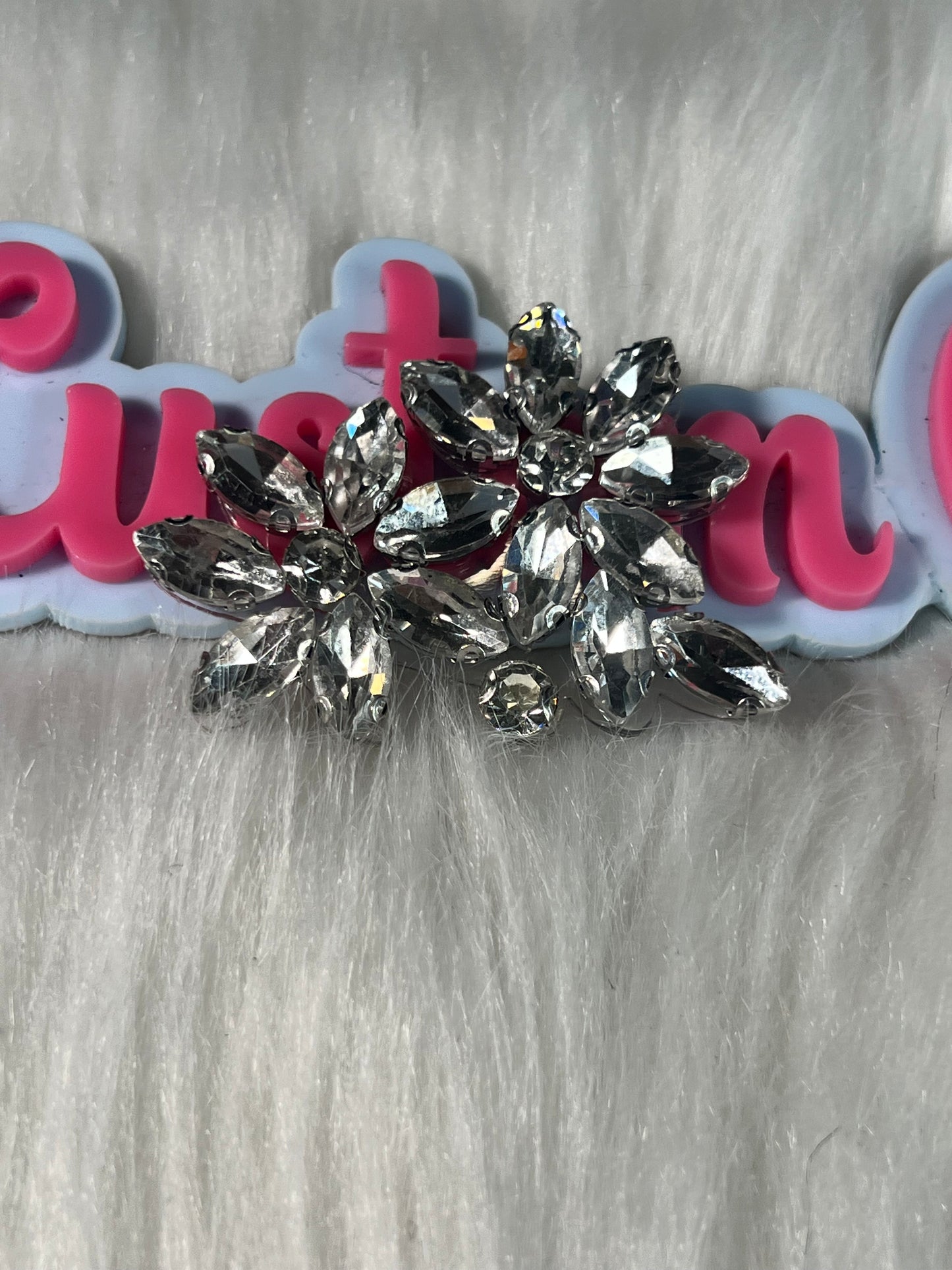 Clear Diamond Crystal Floral Iron-On Appliqué