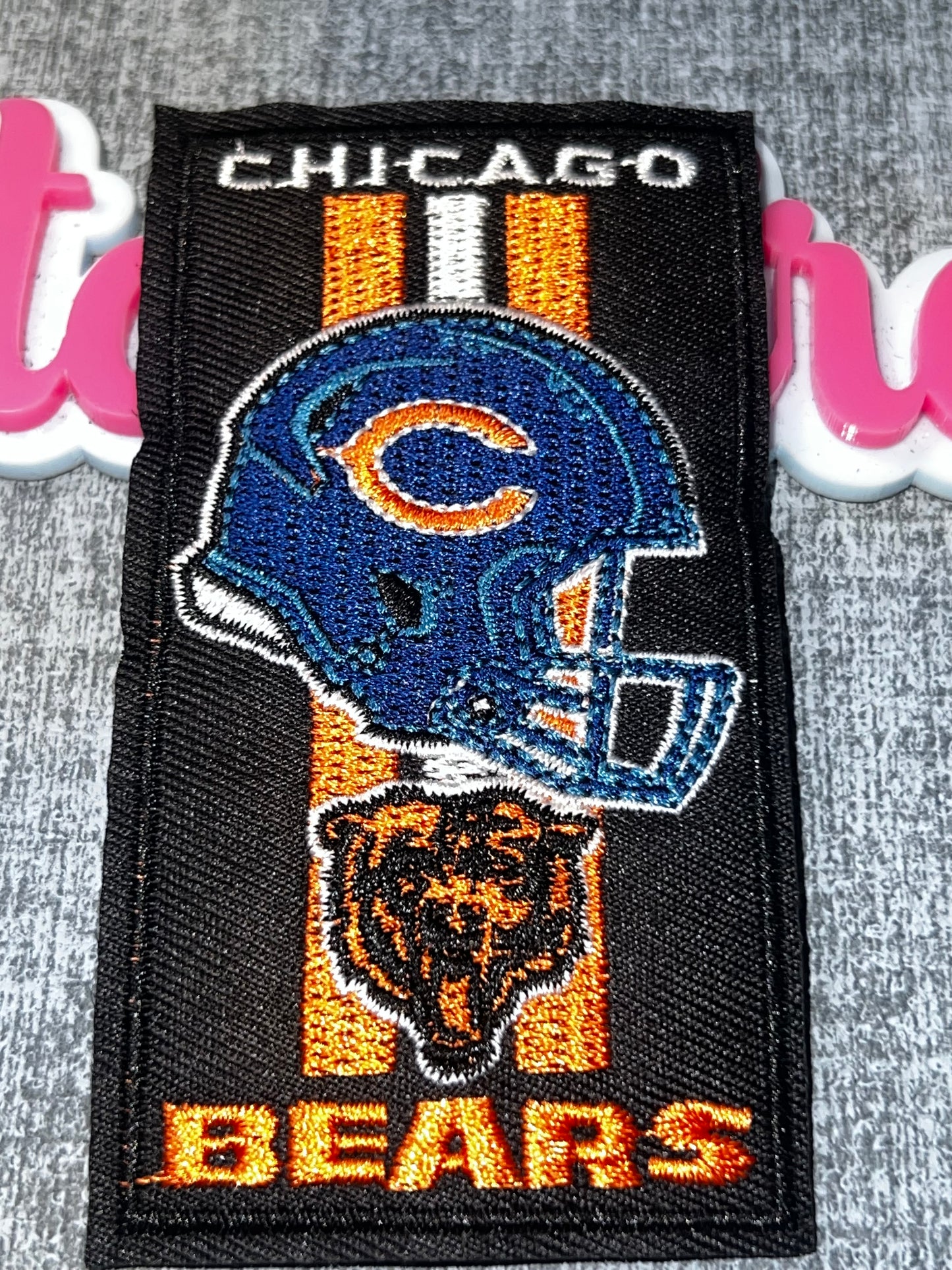 Blue Helmet Bear Embroidered Iron-On Patch | Layered Graphic Emblem Appliqué