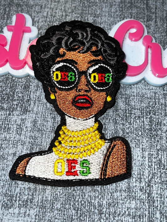 Gold Glam Girl Embroidered Patch – Fashion Style Applique OES