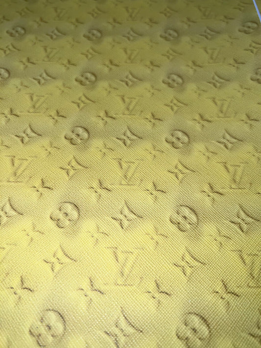Light Yellow Monogram Style Faux Leather Sheet – 9x12