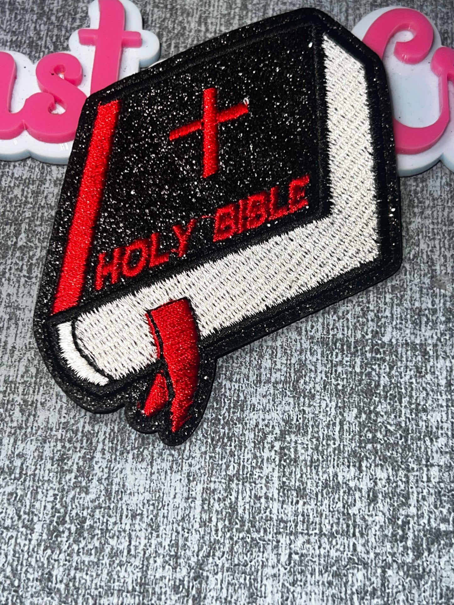 Holy Bible Patch Red | Book Shape Iron On Patch, Embroidered Faith Applique, Jacket Bag Hat DIY Patch