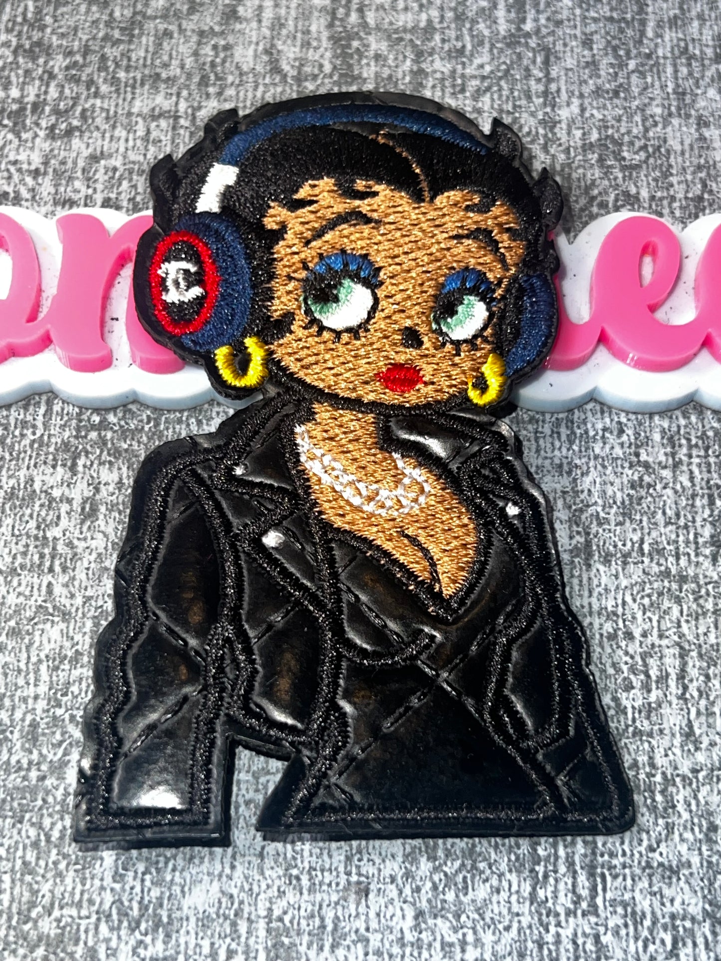 Music Glam Doll Embroidered Patch – Headphones Fashion Applique