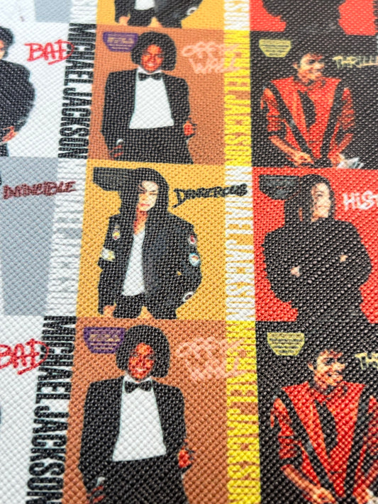 Retro Icon Patchwork Faux Leather Sheet 9×12 – Multi Color DIY Craft Leather