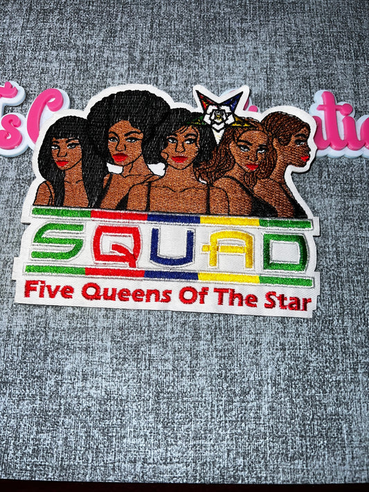 Five Queens Star Embroidered Iron-On Patch – Statement Applique OES