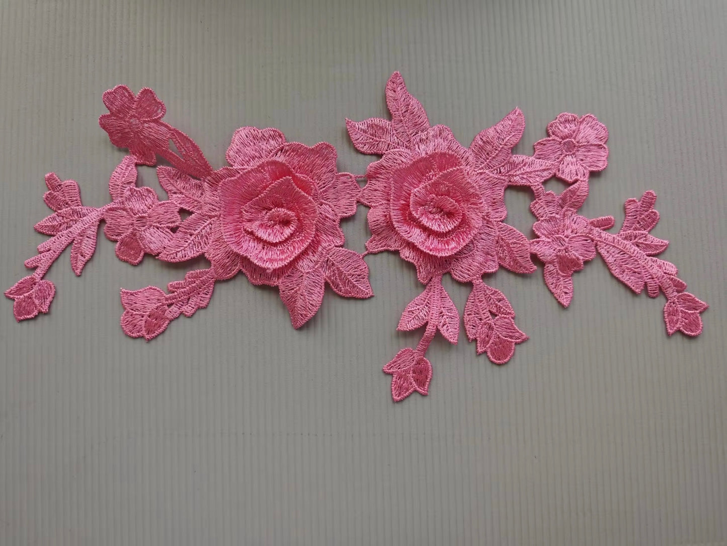 Dream Peony Floral Embroidered Iron-On Applique | Large Rose Flower Vine Patch | Sew-On Clothing Embellishment Dream in Bloom Collection