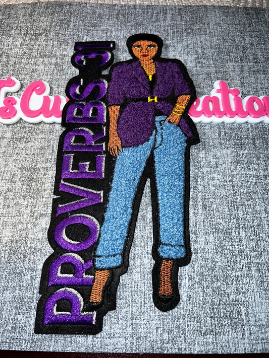 Purple Fashion Statement Girl Iron-On Patch – Embroidered Applique