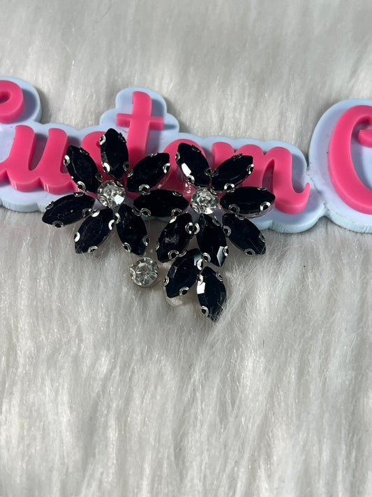 Black Crystal Floral Duo Appliqué