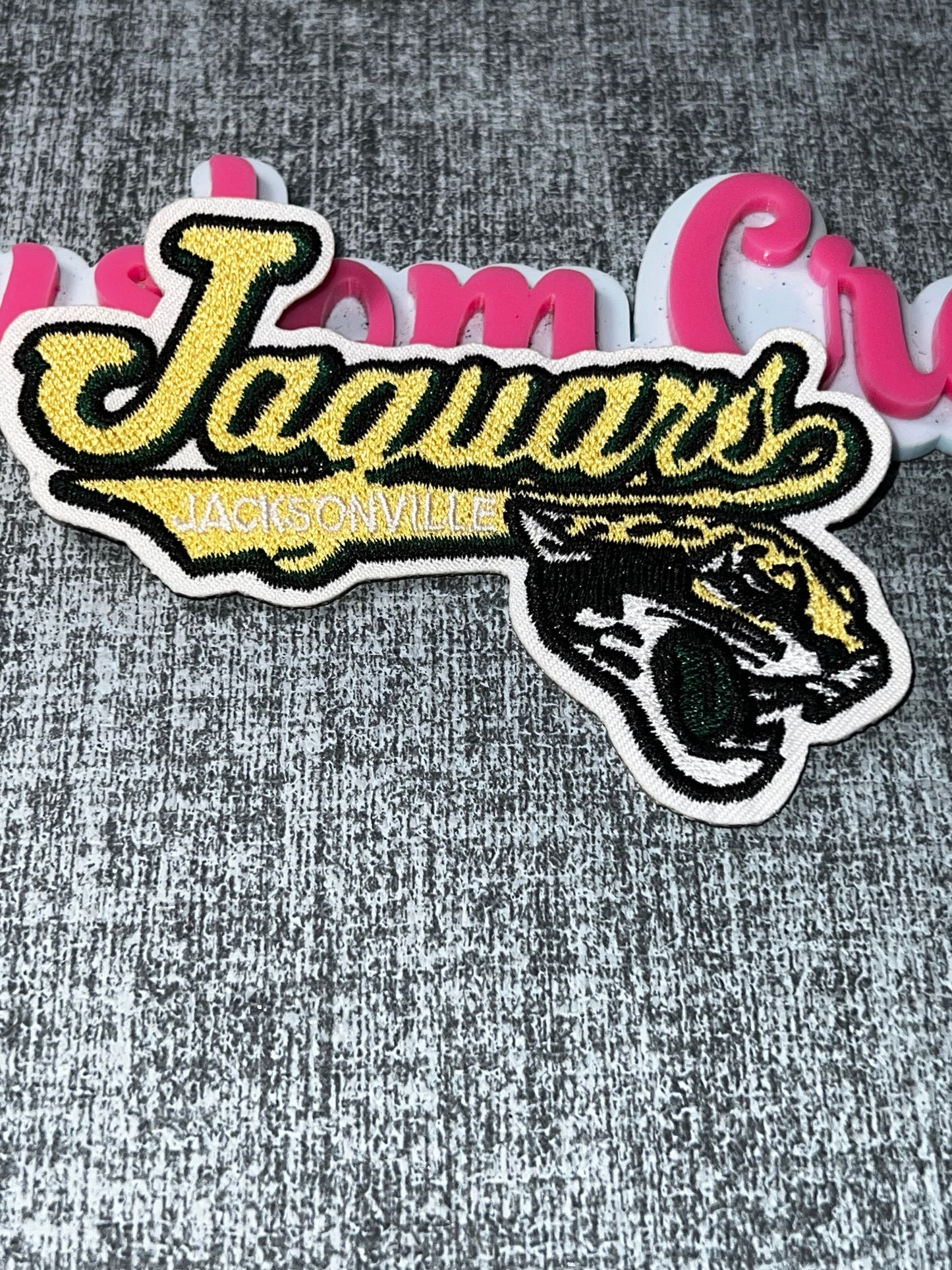 Gold Big Cat Fan Embroidered Iron-On Patch | Mascot Decorative Appliqué